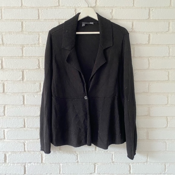 Eileen Fisher Black Silk Blend Knit Button Blazer Sweater Women’s Size XL - Picture 1 of 9
